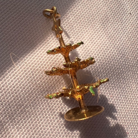 VINTAGE Austrian 14K GOLD charm CHRISTMAS TREE with enamel rare charm - Picture 5 of 6
